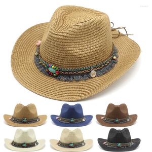 Chapeaux à large bord 2023 été femmes hommes chapeau de soleil Western Cowboy Gentleman Jazz naturel environnement mode crème solaire à la main