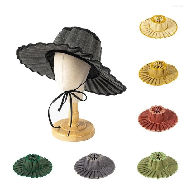 Wide Brim Hats 202303-hh6061-hh5200 Japon pli manuel papier tissage plis parasol enfant mère fille rue casquette de soleil enfants chapeau de loisirs