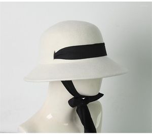 Chapeaux à large bord 202305-shi Drop automne hiver lait laine feutre ruban noir dame chapeau de soleil femmes loisirs chapeau