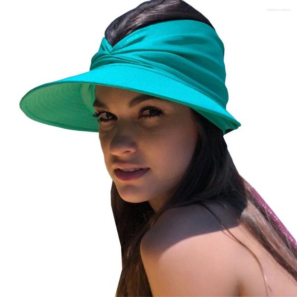 Sombreros de ala ancha 2024 Big Visor Sun Summer Beach Hat para mujeres Protección UV al aire libre Top Vacío Deporte Gorra de béisbol