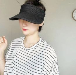 Wide Brim Hats 2024 Fashion Polds Design Femmes Top Hat vide Couleur solide d'été Grande crème solaire en plein air