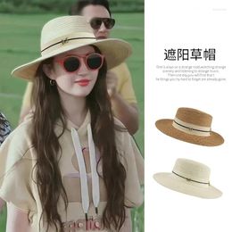 Wide Brim Hats 2024 Fashion Summer Outdoor Travel Sun Sun Hat Lady Pastoral Straw Women Star Same style
