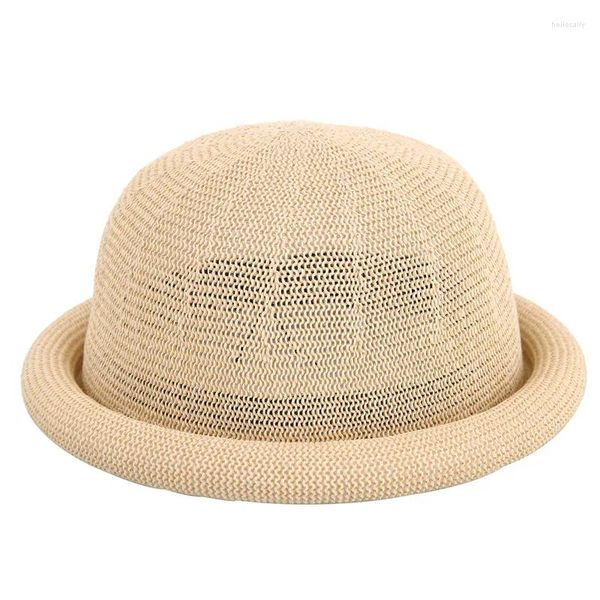 Sombreros de ala ancha 2024 Sombrero Mujer Decoración de verano Borde enrollado Bowler Versión coreana de todo Cuenca Pescador británico