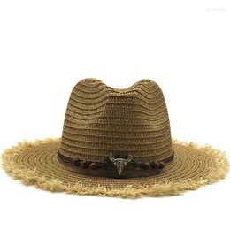 Chapeaux à large bord 2024 Panama Straw Femmes Sun Hat Summer Floppy Fedora Beach Cap Protection UV