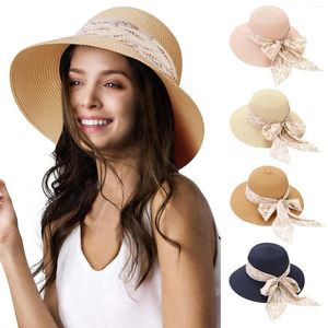 Brede rand hoeden 4 stijlen Hawaii Travel 2023 vrouwen zomer stro hoed strand opvouwbare zon floppy roll -up bescherming cap upf 50 caps