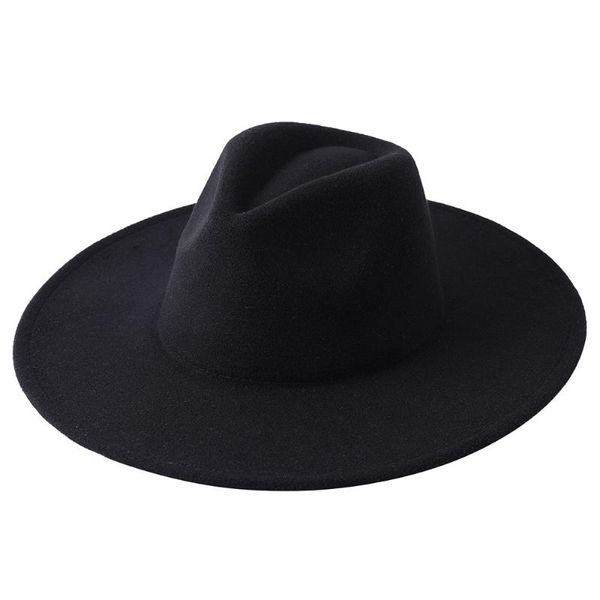 Chapeaux à large bord 9CM grand chapeau Fedoras Panama Simple pour hommes et femmes mélange de laine artificielle fait arrivée 2023