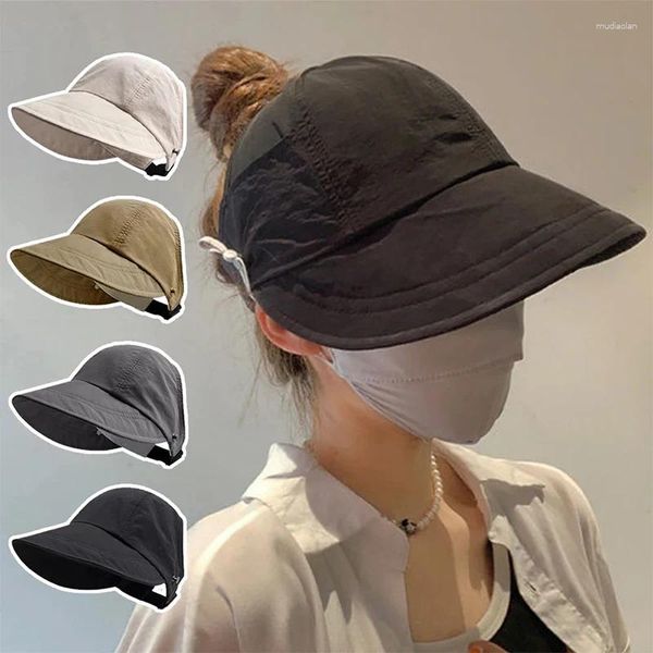 Sombreros de borde anchos Sunhat para mujeres ajustables Summer Outdoor Beach Visors Visores de pescador Cabas Drainming Hollowed Out Bucket