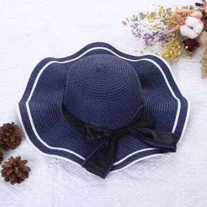 Chapeaux à large bord Anti-UV Pliable Bord recourbé Dame Chapeau de soleil Chapeaux Paille d'été