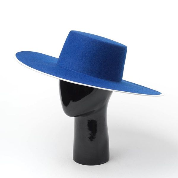 Chapeaux à large bord automne hiver haut plat 100% laine casquette Sombrero Mujer Fedora chapeau hommes femmes feutre mode femme