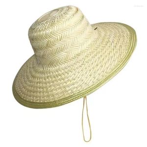 Chapeaux à bord large chapeau de paille tissé en bambou pour adultes pêche extérieure protectrice du soleil respirant