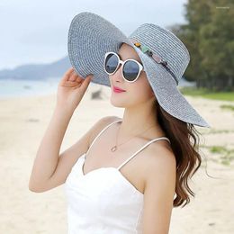 Chapeaux à large bord Chapeau de plage Coupe-vent Corde Anti-UV Lavable Femme Casual Shade