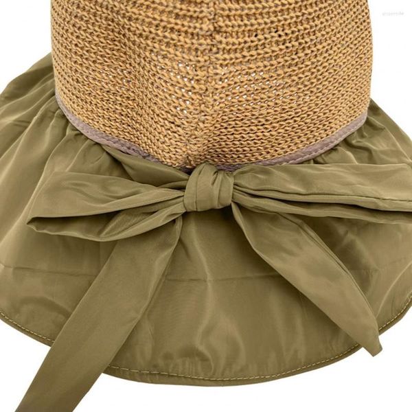 Chapeaux à large bord Beau chapeau de plage Tressé Packable Sun Women Summer Anti-UV Fisherman Cap