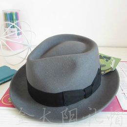 Chapeaux à large bord marque Trilby chapeau melon en laine 2023 fête mode feutre gris couleur hommes Fedora