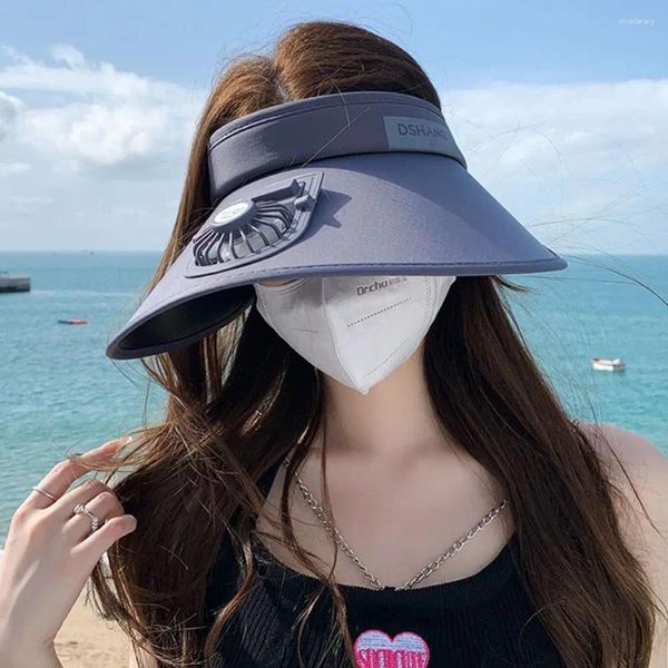 Chapeaux à bord large du chapeau de soleil de ventilateur respirant portable avec des visières de protection UV