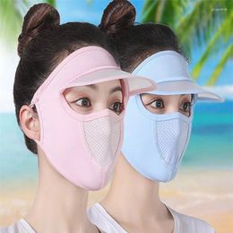 Brede rand hoeden ademende zijden zonnebrandcrème vol gezicht masker anti ultraviolet strand schoonheid vrouwen zon hoed buitenomslag