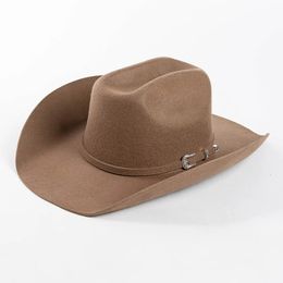 Chapeaux à large bord seau 100% laine Vintage Western Cowboy chapeau pour hommes Gentleman Cloche église casquettes Cowgirl Jazz Sombrero Hombre 231208