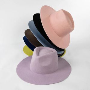 Large Brim Hats Bucket 10HH2063 ins classique Drop hiver couleur bonbon laine feutre solide dame fedoras casquette hommes femmes loisirs panama jazz chapeau 231208