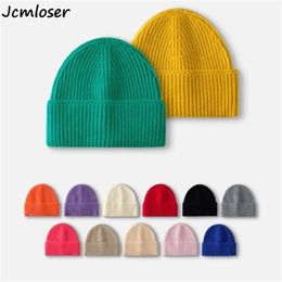 Brede rand hoeden emmer 16 kleuren winter voor vrouwen brei cap unisex vaste kleur paar dames draad gebreide beanie chapeau warme schedels 220927