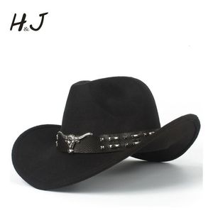 Chapeaux à large bord seau 2 taille femmes hommes chapeau de Cowboy occidental creux avec ceinture Tauren hiver automne Jazz Outback Toca Sombrero casquette 5658CM 230214