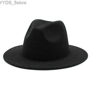 Beauts de chapeaux larges larges 2023 hiver respirant couleur solide classique classique Fedora Hat laine en feutre élégant Trilby UK TOP YQ240407