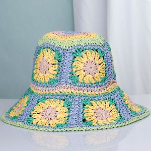 Chapeaux à large bord seau 2023 femmes chapeau de paille au crochet Panamas Protection UV pare-soleil plage femmes visières pliable femme été 230801