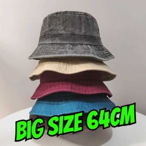 Bélleurs de chapeaux larges larges 2024 Nouveau sac de cerveau plus taille pour hommes coton pur bob panama pêcheur coréen 59cm 60cm 62cm 63cm soleil Q240403
