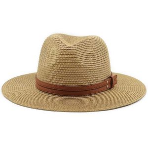 Bodet de chapeaux larges larges 54-58-60 cm pour femmes Summer Panama Brown Straw Mens Beach Fashion Upf UV Protection Fedoras Travel Q240403