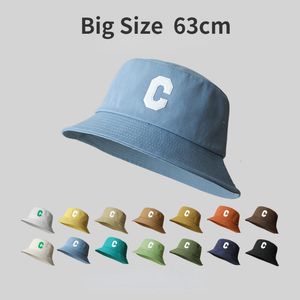 Seau de chapeaux larges larges 63cm plus taille pour hommes femmes d'été grand tête panama bob lettre hip hop caps extérieur soleil pêcheur soleil pêcheur 221205