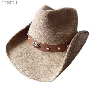 Chapeaux à large bord seau américain original chapeau de cowboy occidental pure laine feutre style laine grande corniche 240319