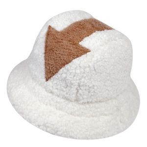 Large bord chapeaux seau appa seau chapeau laine d'agneau hiver chaud casquettes de pêche fausse fourrure symbole imprimé chapeau hommes femmes plat haut 221031