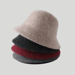 Chapeaux à large bord seau automne hiver chapeau de laine femmes mode vintage pêcheur casquette polyvalente printemps feutre 6 couleurs pliable 231130