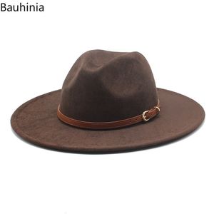 Chapeaux à large bord seau Bauhinia pour femmes Vintage daim feutre Fedora chapeau Panama Western Cowboy hiver gentleman formel hommes chapeu feminino 230801