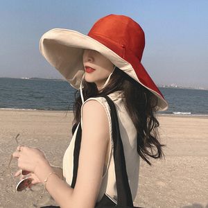 Chapeaux à large bord seau plage été femmes soleil pliable double face porter protection UV 230517