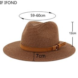 Sombreros de ala ancha Cubo Tamaño grande 5960 CM Sombrero de Panamá Sol de verano para mujer Hombre Playa al aire libre Paja Gorra de protección UV Chapeau Jazz Trilby 230325