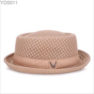 Largeurs chapeaux à bord Bodet respirant chapeau Angleterre Mesh plat Str vintage jazz britannique pliant soleil panama décontracté fête Fedora yq240403