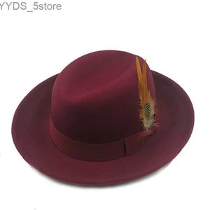 Brede rand hoeden emmer hurger hoed netwerk camera trilby klassiek fedora simpele vrouwelijke mannelijke heer vintage varkensvlee taart winter en herfst sombrero hombre yq240407