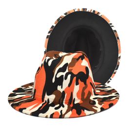 Hoeden met brede rand Emmer Camouflage fedorahoed groothandel herfst en winter jazz tieye gradiënt militaire pet camouflage unisex 230504