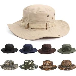 Brede rand hoeden emmer camouflage tactische hoed militaire boonie leger heren buiten sport zon vissen wandelen jungle jagen Q240403