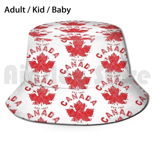 Chapeaux à large bord seau fête du Canada Est 1867 chapeau rouge adulte enfant bébé plage soleil célébrer feuille d'érable 230823