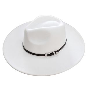 Chapeaux larges seau classique feutre Fedora chapeau pour hommes femmes britannique style vintage ceinture d'or accessoire Panama Jazz grand bord automne hiver 230727