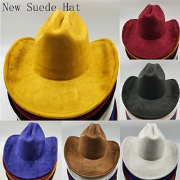 Chapeaux larges chapeaux seau classique daim 10cm grand western cowboy fedora chapeau pour femmes hommes église jazz mode voyage fête 2023 230907