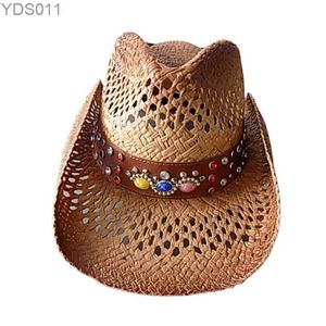 Brede Rand Hoeden Emmer Kleur decoratie steen westerse cowboyhoed persoonlijkheid frisse stijl kust zonnescherm casual 240319