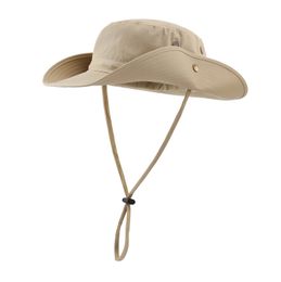 Chapeaux à large bord seau Connectyle hommes 'Boonie chapeau de soleil réglable respirant coton Safari avec sangle Protection UV casquettes d'extérieur 230713