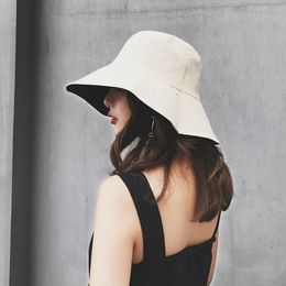 Brede rand hoeden emmer katoen verdubbeld grote dakrand visser hoed vrouwen lente zomer buiten antiuv zon Koreaanse mode opvouwbare sunhat sombrero 230106