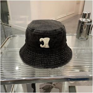 Brede rand hoeden emmer cowboyontwerper 100 % katoenblauwe hoed geborduurd gebreide gewone geverfde mannen en vrouwen met witte logo cap voor f dh8qk