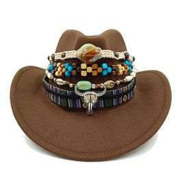 Chapeaux à large bord seau chapeau de cowboy accessoires Fedora cuir Panama ceinture série boucle unisexe Western 231027