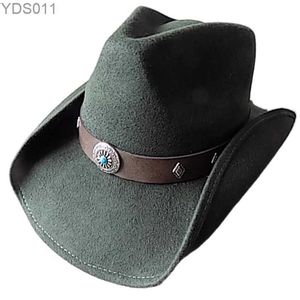 Chapeaux à large bord seau personnalisé en gros laine d'hiver chapeau chaud vert 57-58 cm hommes et femmes cowboy en plein air 240319