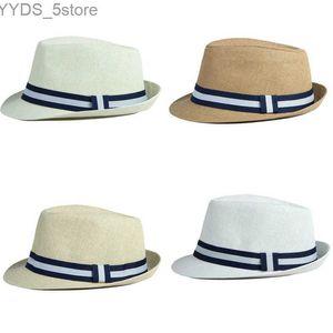 Wide Brim Hats Bucket Fashion Gentleman Retro Retro White Womens Cream Jazz Coast Classic Hat Nouveau d'été Fedora YQ240407