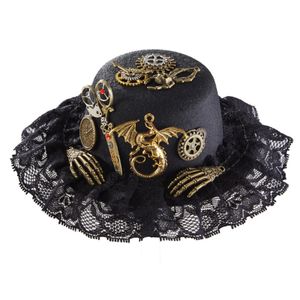 Chapeaux à large bord seau mode Funky Steampunk chapeau haut de forme gothique faveurs fournitures Po accessoires chapeaux 230801