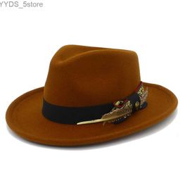 Breide rand hoeden emmer mode Trilby neemt de klassieke Fedora Mens Hat Jazz Hamburger Vintage Winter en Autumn Sombrero Hombre Top YQ240407 over
